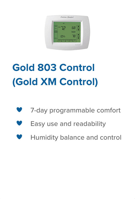 Gold 803 control legacy heating and cooling