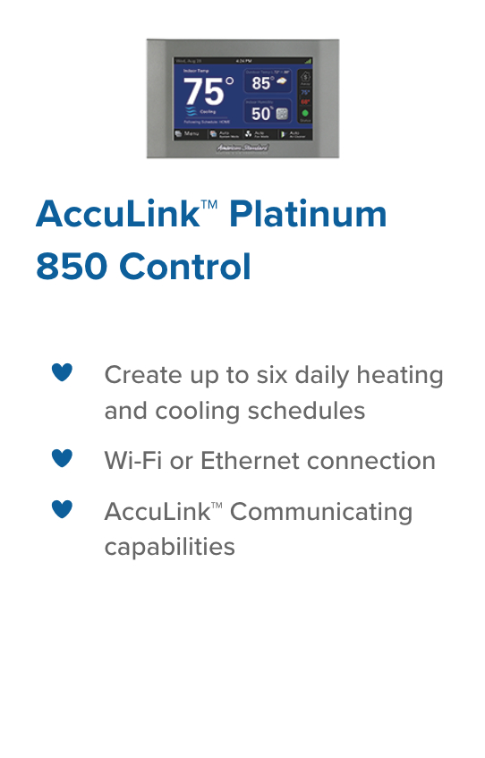 Platinum 850 Control legacy heating and cooling