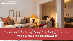 Cozy, well-lit living room with high-efficiency HVAC Systems comfort, promoting home energy savings.